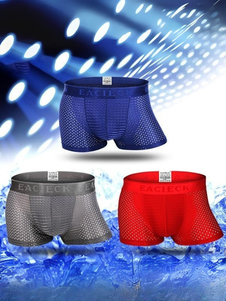 3Pcs Men's Mesh Thin Ice Silk Underwear
