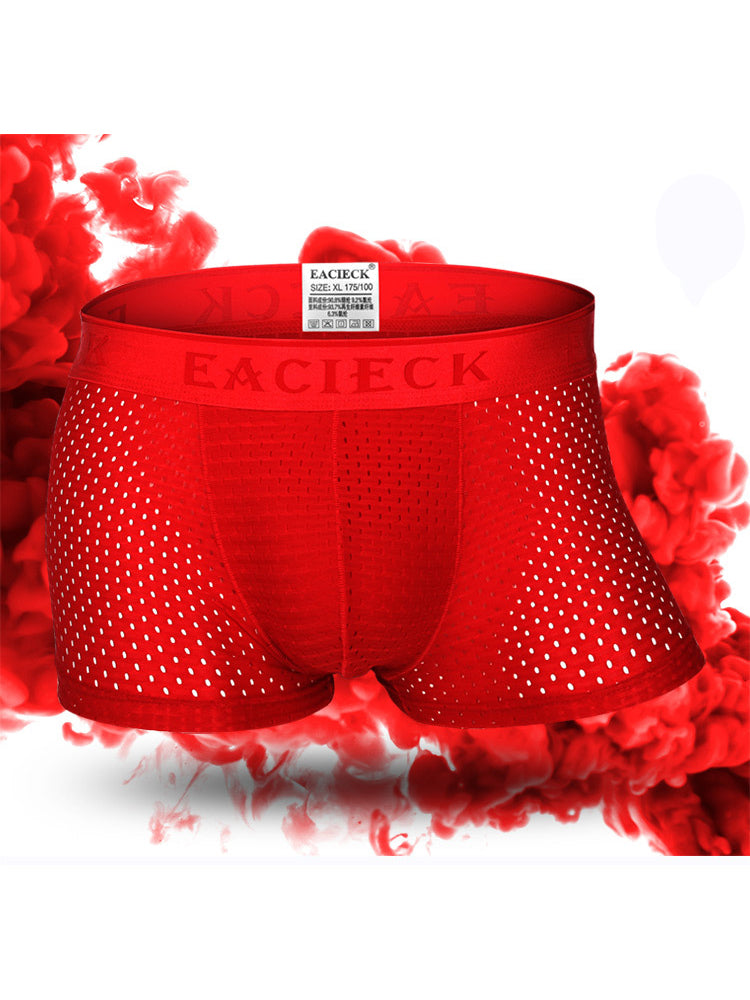 3Pcs Men's Mesh Thin Ice Silk Underwear