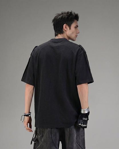 Utility Vintage Contrast Stitch Button Henley New Tee