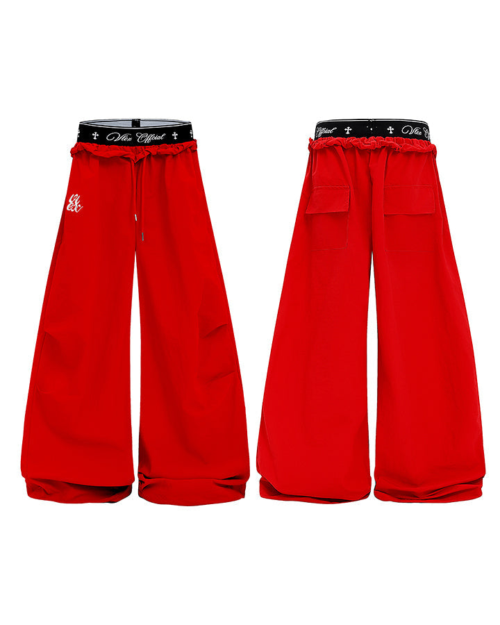 KIIKIO Retro Cross-Waistband Parachute Pants