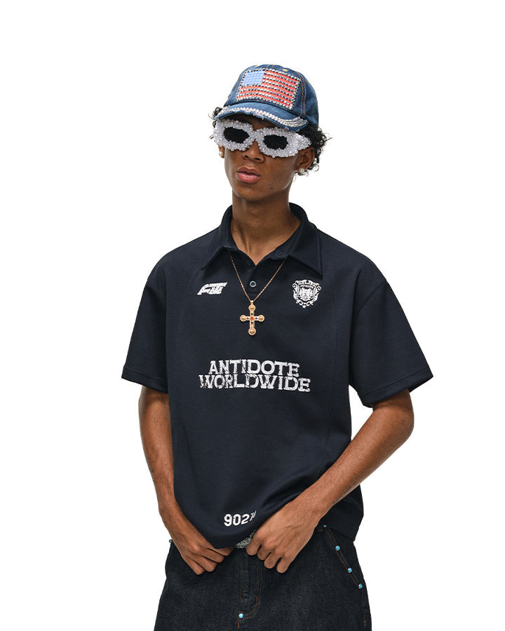 KIIKIO High Street Distressed Graphic Collared Tee