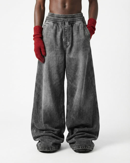 KIIKIO-Double-Ended Washed Loose-Fit SweatPants