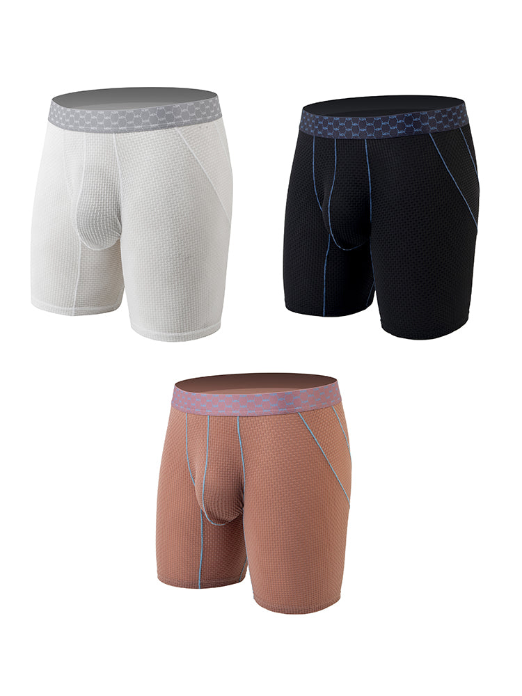 3 Pack Men's Anti-chafing Waffle Boxer Briefs