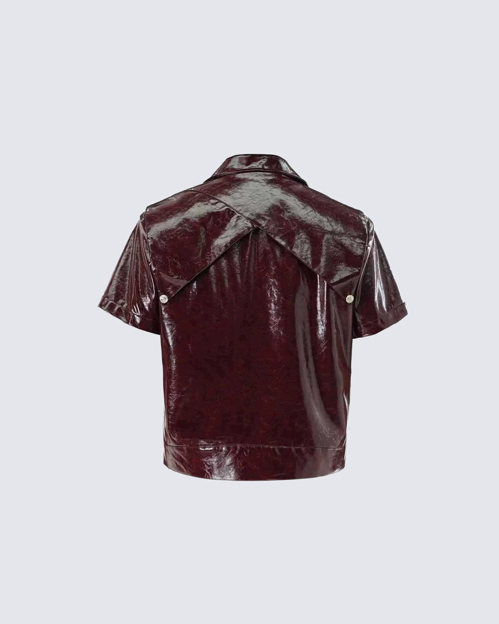 KIIKIO Gothic Glossy PU Cropped Zipper Shirt