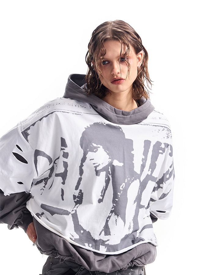 KIIKIO Grunge Layered Hoodie
