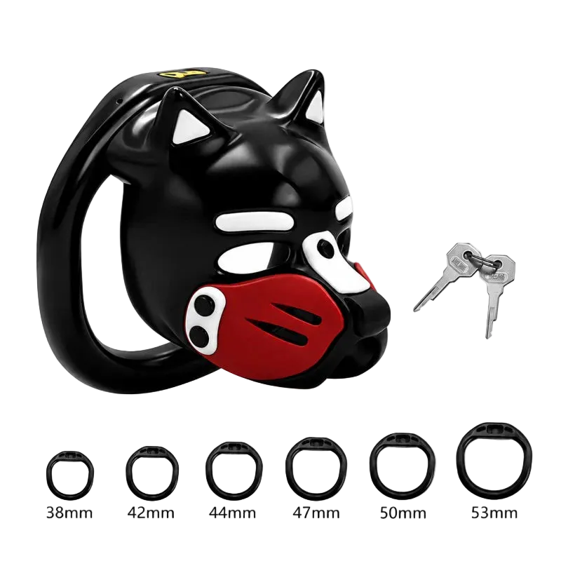 Pup Hood Chastity Cage Red