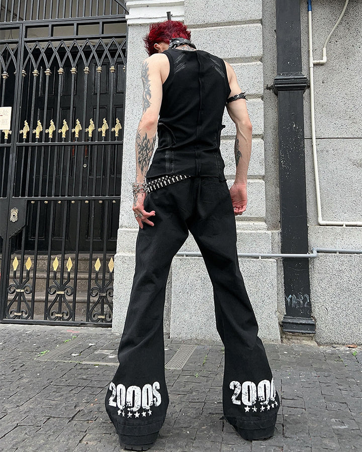 KIIKIO Y2K Graphic Flared Slim Fit Pants