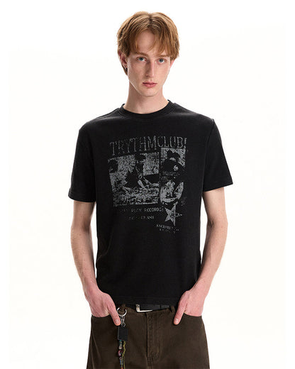 Waffle New Texture Vintage Washed Short T-Shirt