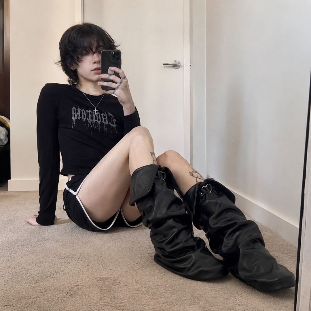 Heartbound Leather Leg Warmers