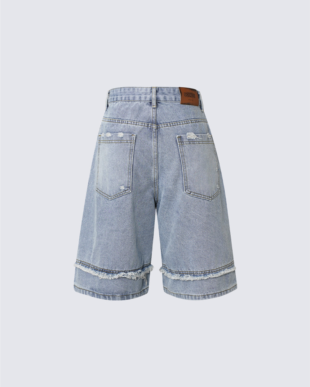 KIIKIO Vintage Raw-Edge Straight Denim Shorts