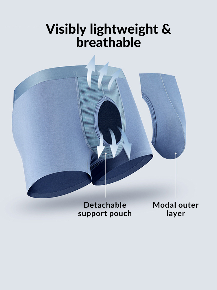 3 Pack Separation Design Support Pouch Boxer Briefs