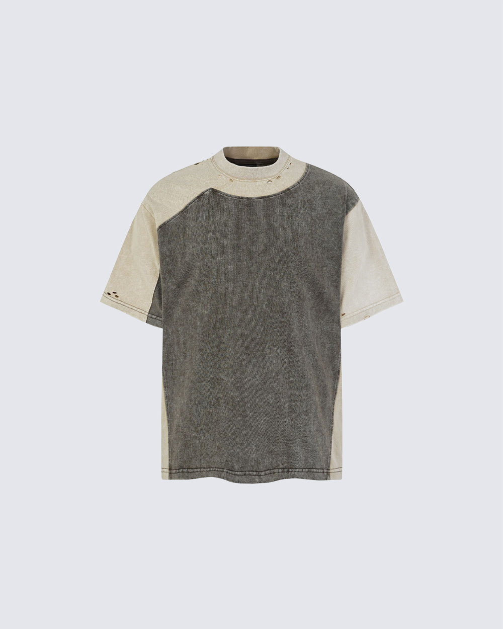 Grunge Vintage Colorblock Washed Short Sleeve Tee