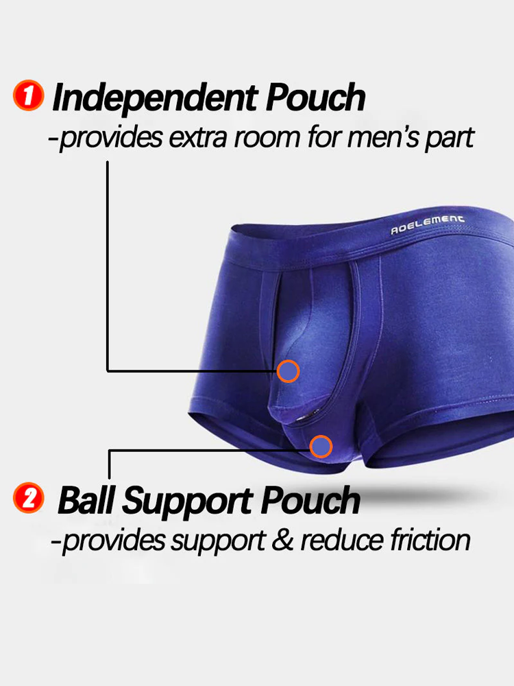 Men's Double Pouch Underwear Separate Pouch Modal Trunks