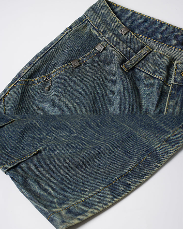 High Street Scratch Stitch Wide Denim Shorts