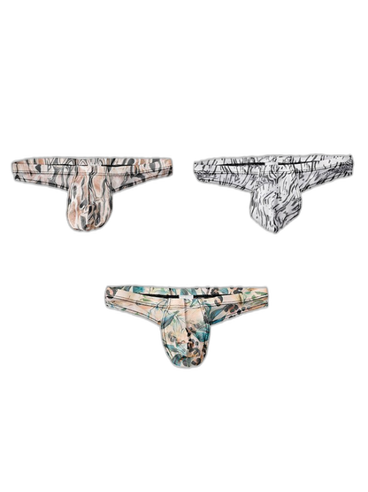 3 Pack Men's Ice Silk Comfy Waistband Low-Rise Sexy Stretch Thong