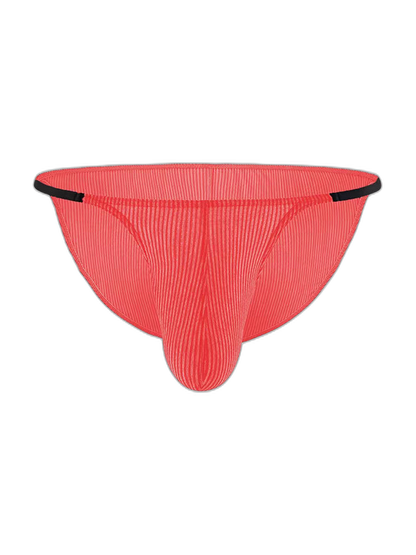 3 Pack Men's Low Rise Striped Camisole Briefs with Raised Pockets