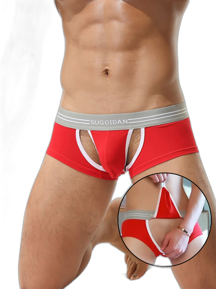 3 Pack Men’s Sexy Cutout Trunks with Lift-up Pouch