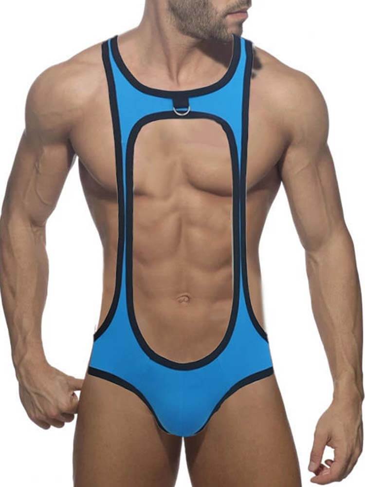 Men's Cutout Thong Bottomless Bodysuit