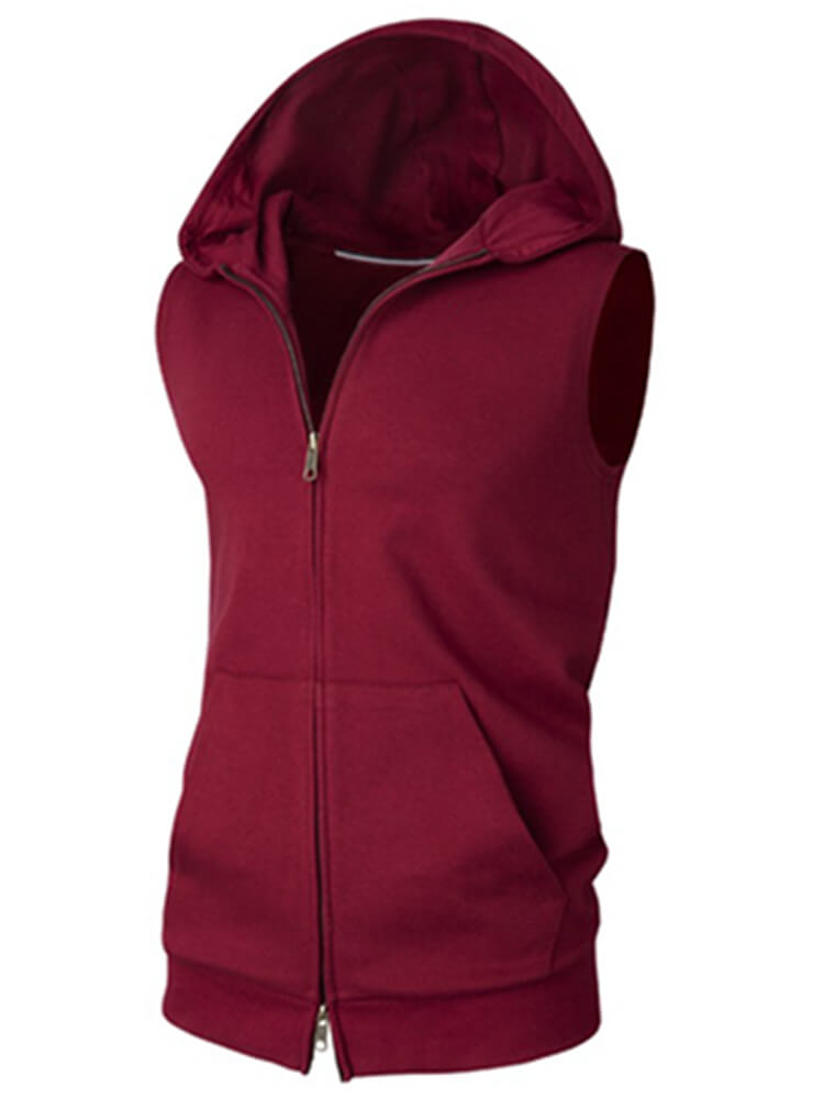 Men's Fashion Zipper Sports Hooded Vest
