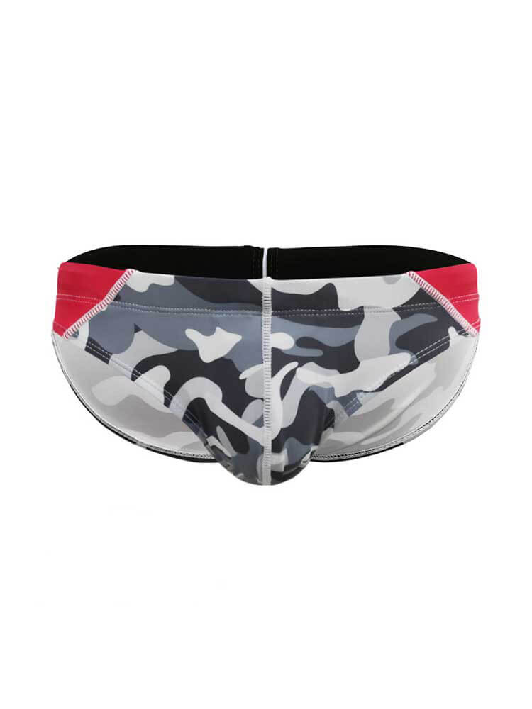 Men's Sexy Low-Rise Camouflage Color-Block Swim Briefs