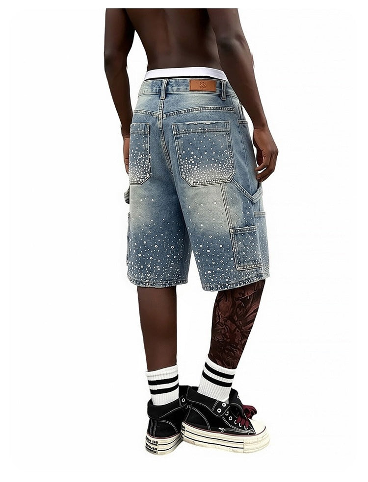 KIIKIO High Street Firework Rhinestone Denim Shorts