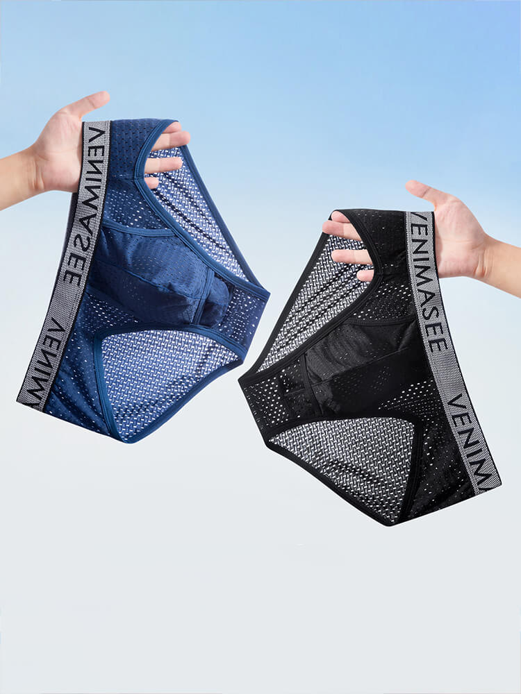 Men's Separated-Pouch Ice Silk Mesh Breathable Briefs