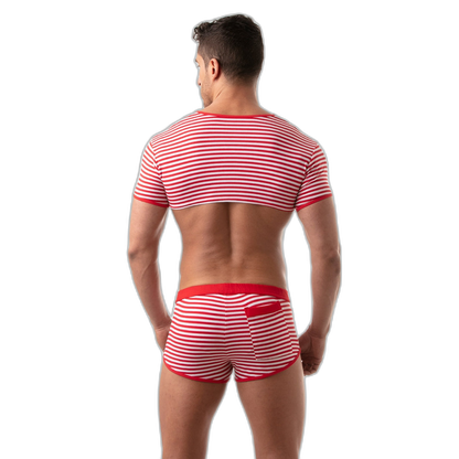 TOF Paris Sailor Stripe Crop Top Red