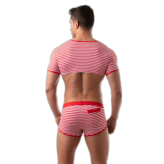 TOF Paris Sailor Stripe Crop Top Red