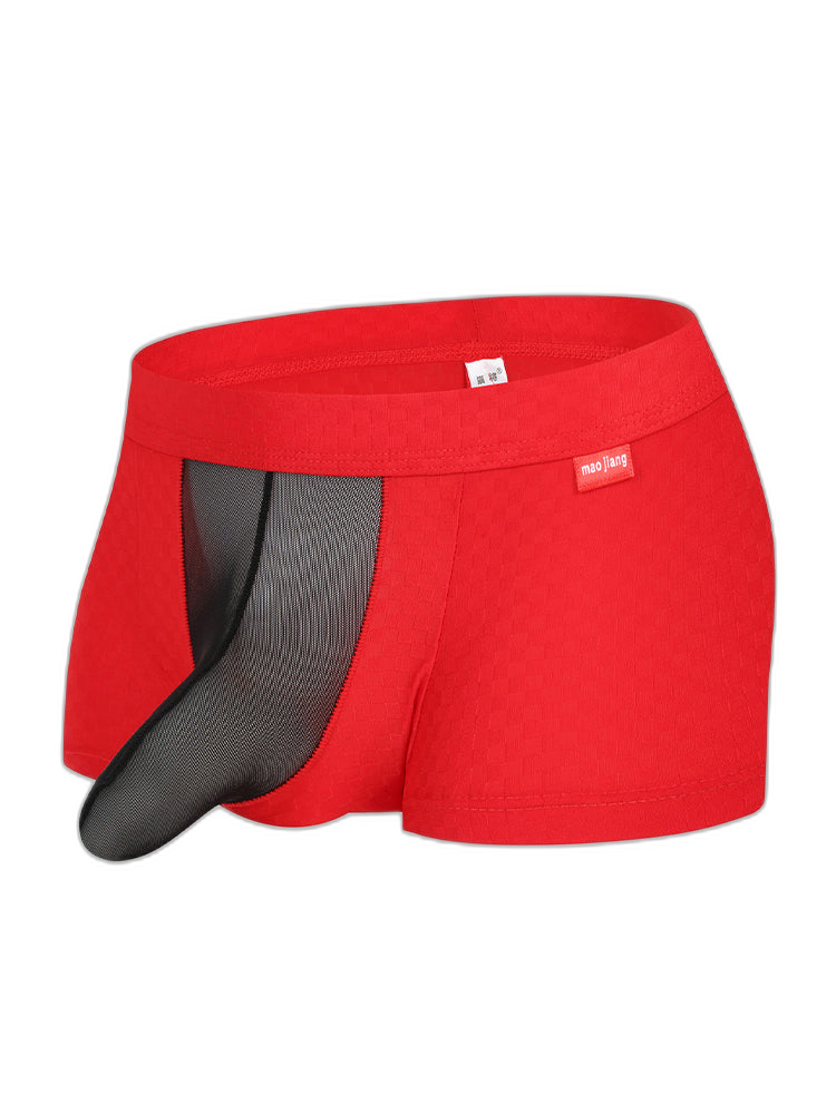 Men's Low-Rise Mesh Trunks – Breathable Nylon with 3D Pouch Support