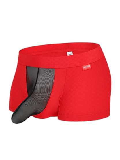 Men's Low-Rise Mesh Trunks – Breathable Nylon with 3D Pouch Support