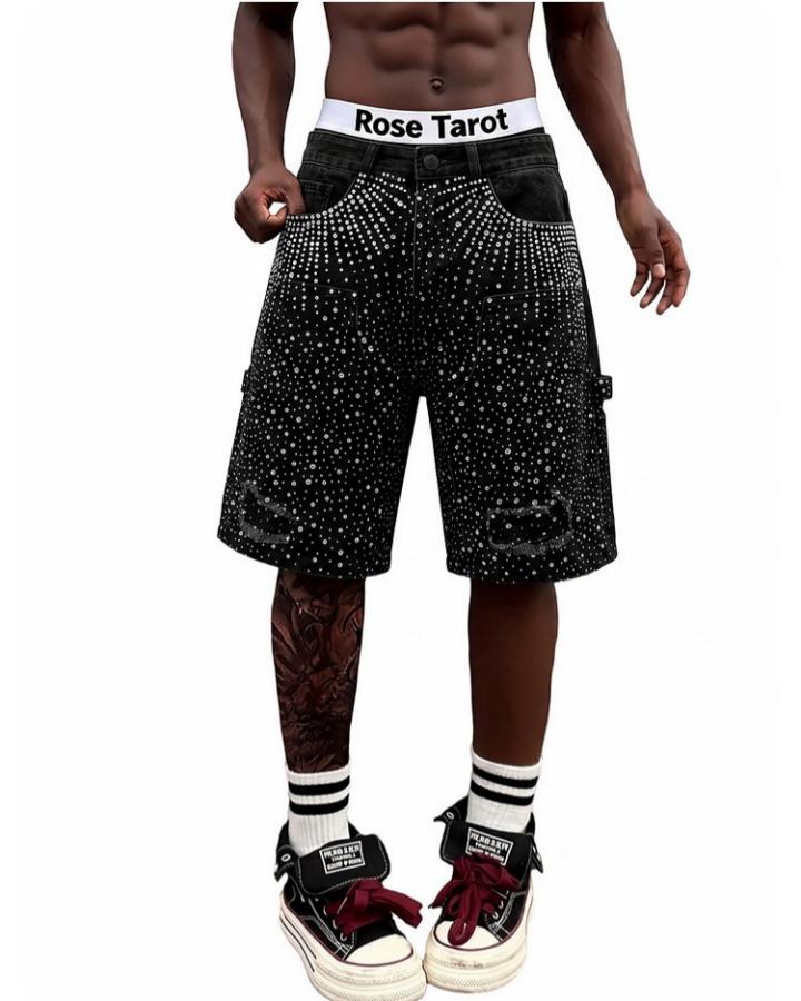 KIIKIO High Street Firework Rhinestone Denim Shorts