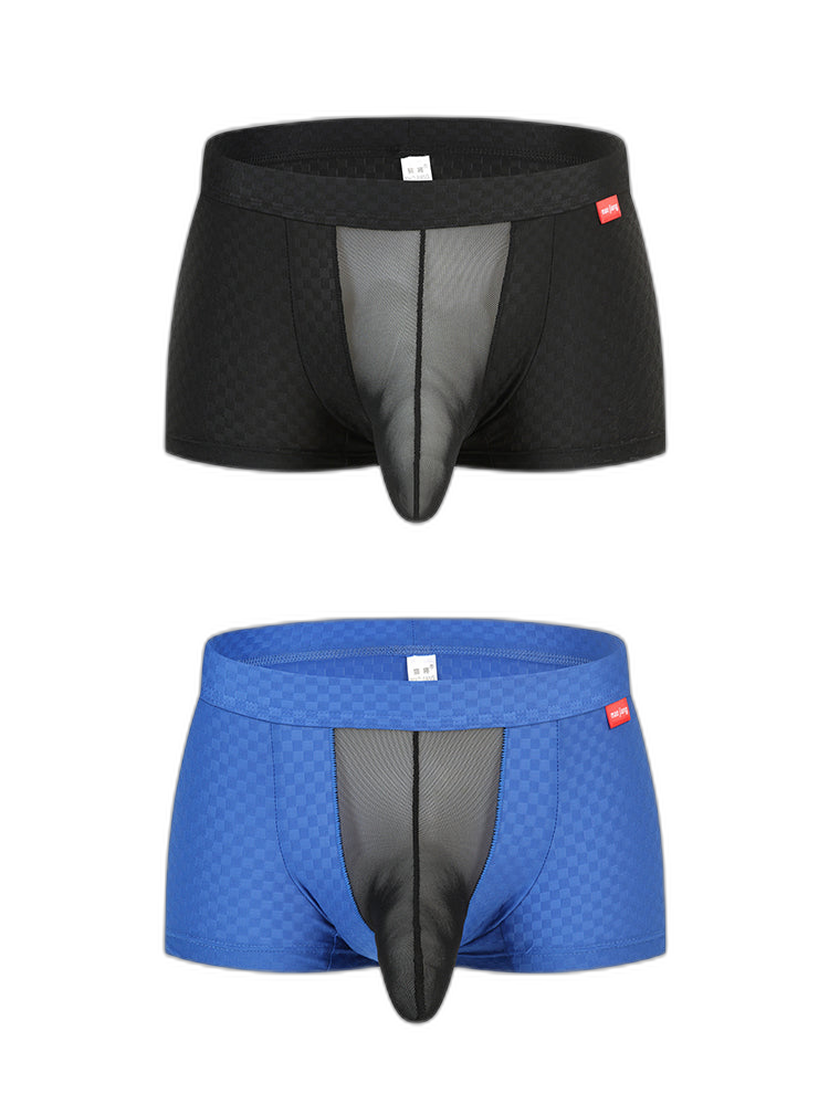 Men's Low-Rise Mesh Trunks – Breathable Nylon with 3D Pouch Support