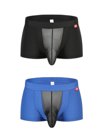 Men's Low-Rise Mesh Trunks – Breathable Nylon with 3D Pouch Support