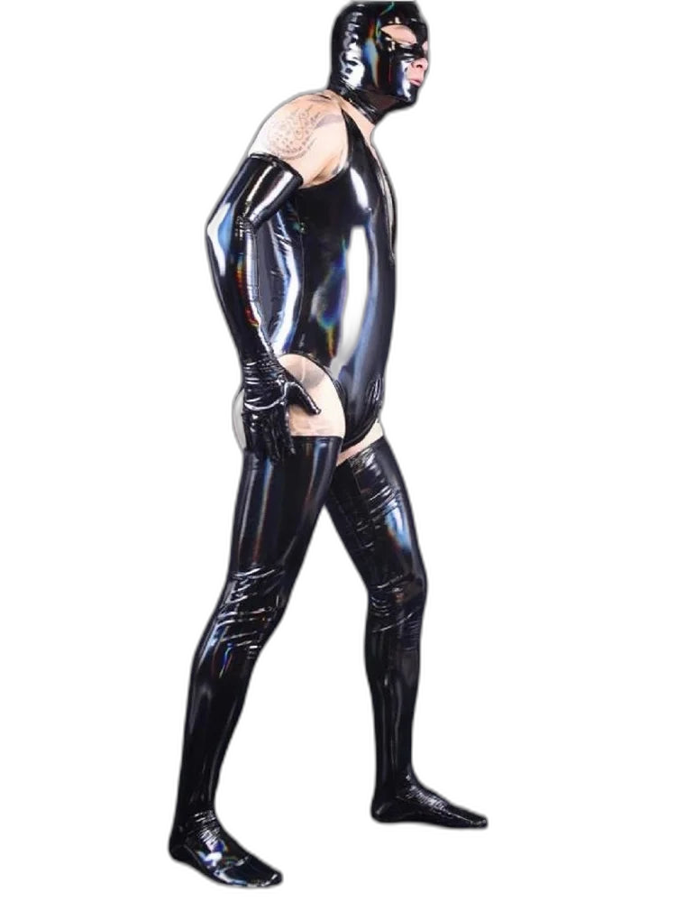 Men's Sexy Latex Corset Bodysuit Outfit