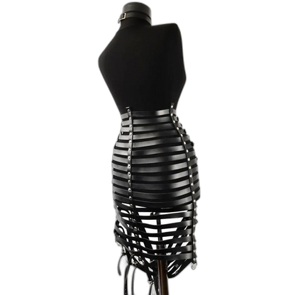 Seductive Black Bondage Harness Corset Dress