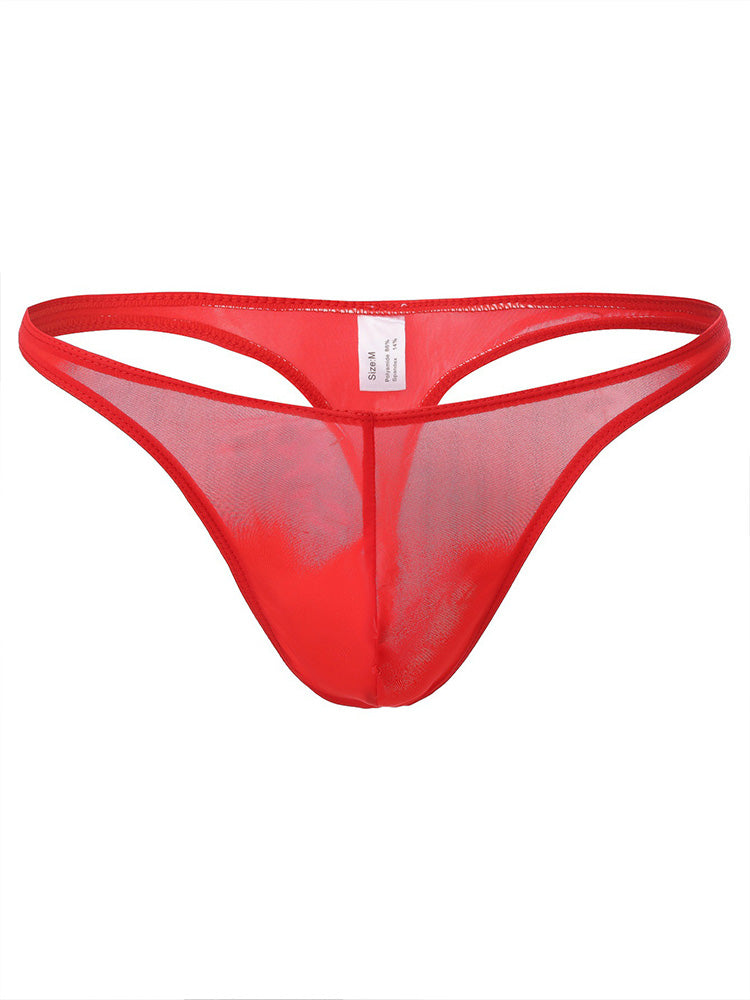 Men's Low-Rise Solid Color Ice Silk Thong