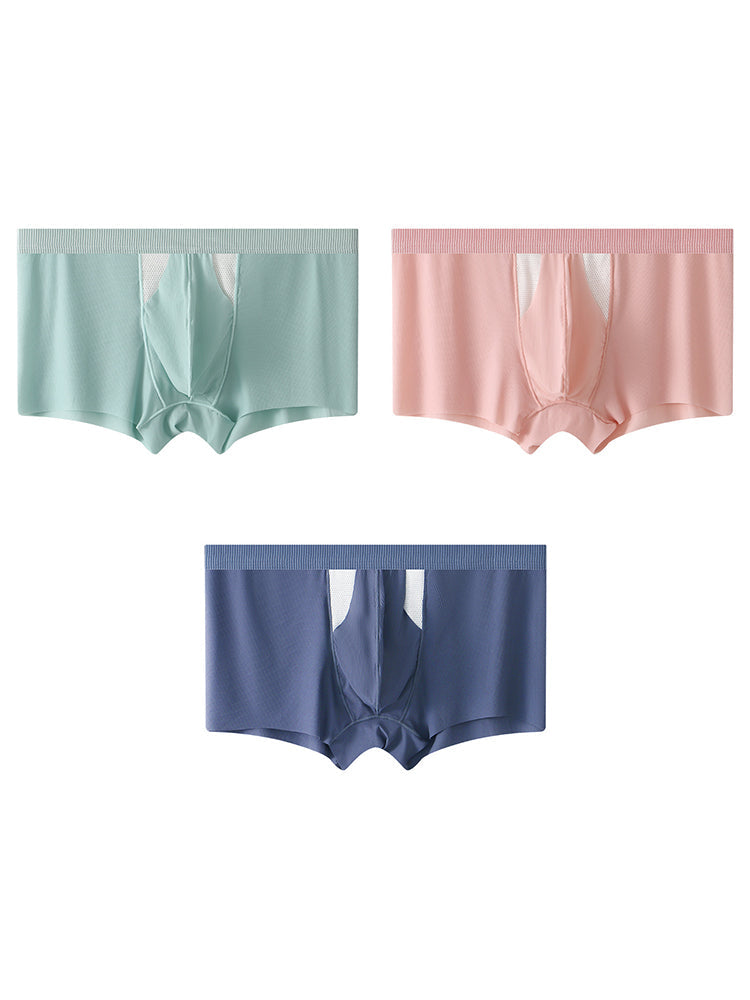 3 Pack Split-Support Men's Trunks- Breathable & Bulge-Enhancing