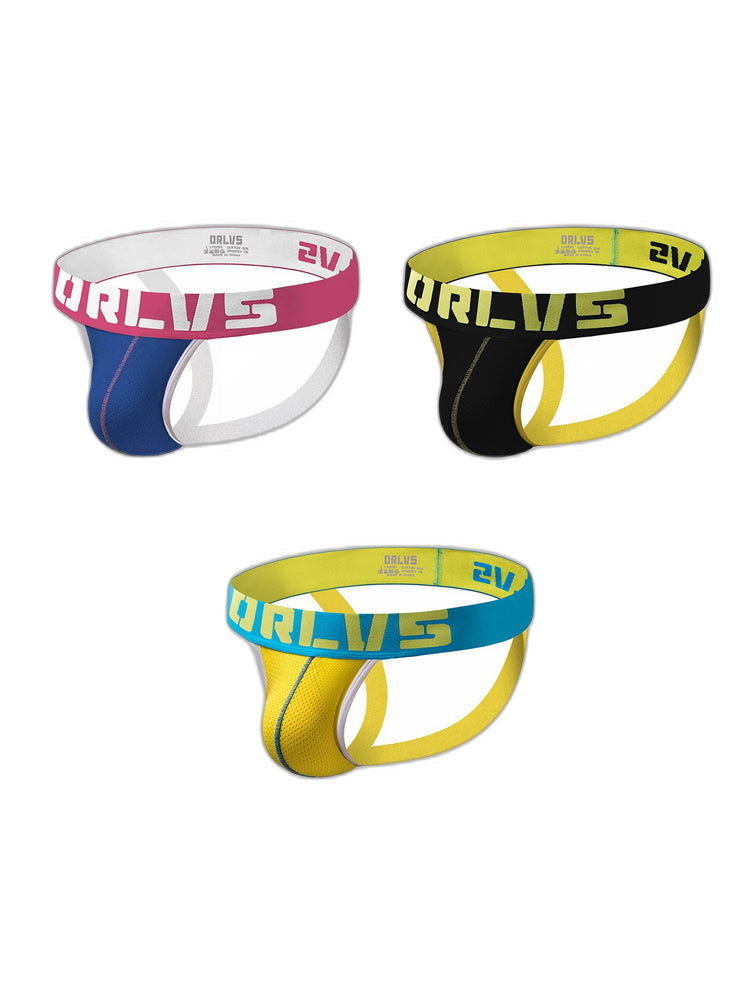 3 Pack Men's U-Pouch Striped Sexy Jockstraps