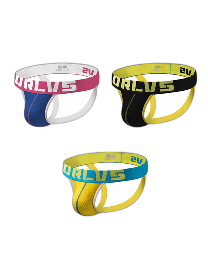 3 Pack Men's U-Pouch Striped Sexy Jockstraps