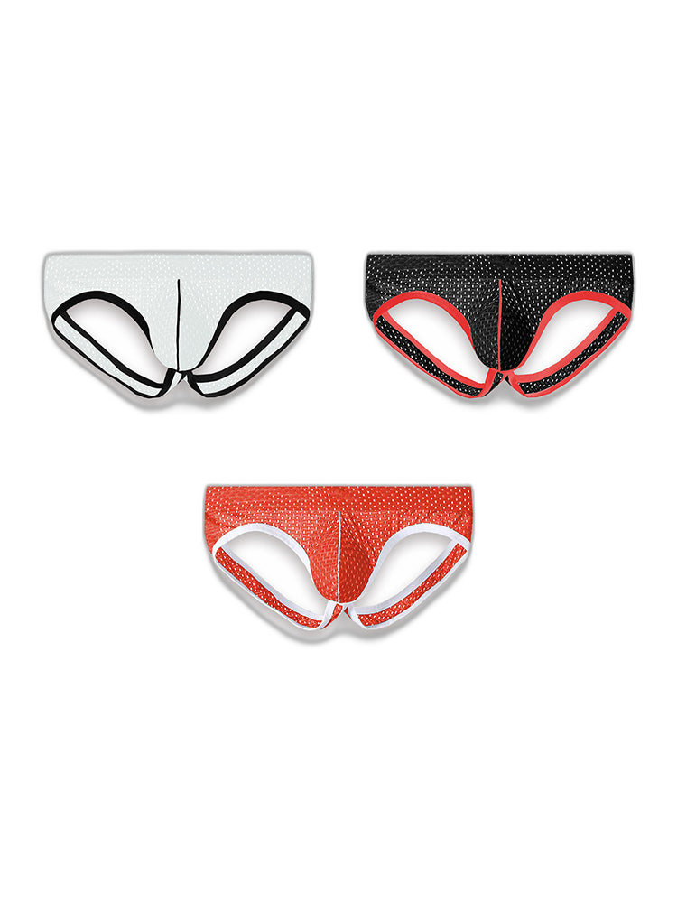 3 Pack Men's Breathable Mesh Ice Silk Sexy Stretch Fit Jockstrap