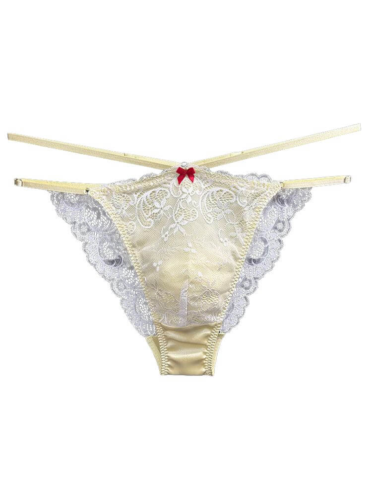 Men's Sexy Low-Rise Thin-Strapped Sheer Lace Thong