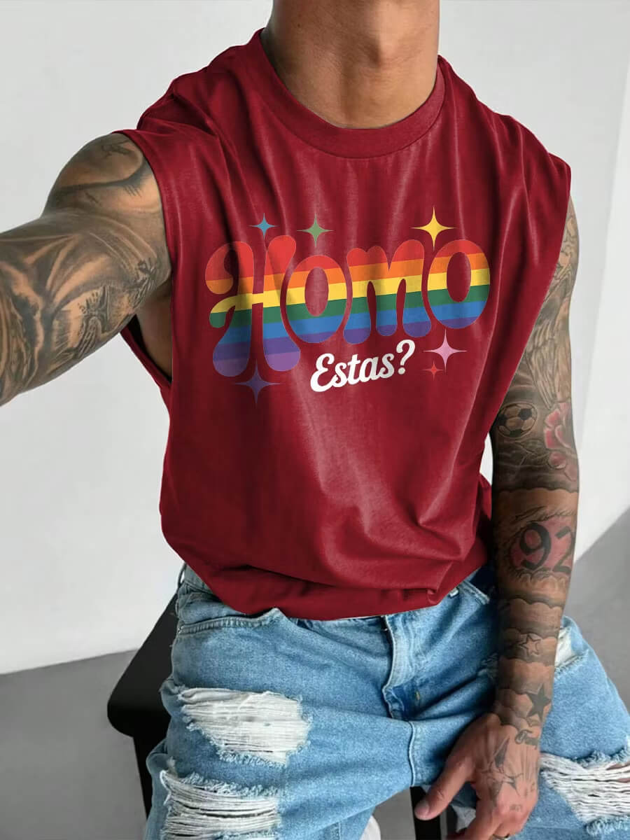 Men's LGBT Homo Estas Gay Pride Wide Shoulder Vest
