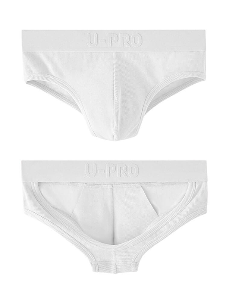 Men's Sexy Ribbed Buttock-Revealing Cotton Briefs