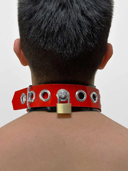 Unisex Colorblock Silicone Lock Choker Collar