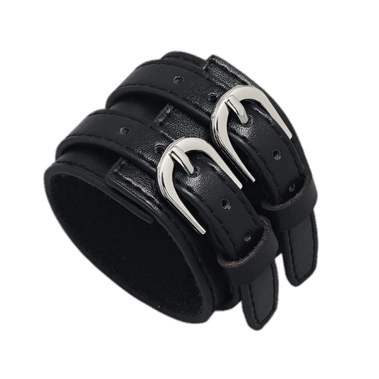 Adjustable Leather Dual-Buckle Bracelet
