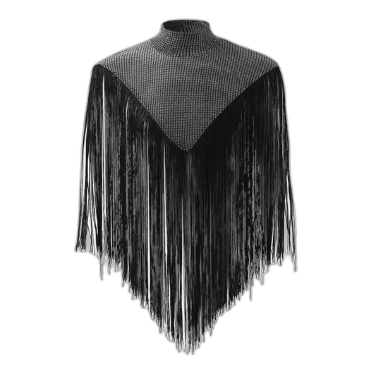 Fringe Knit Shoulder Drape