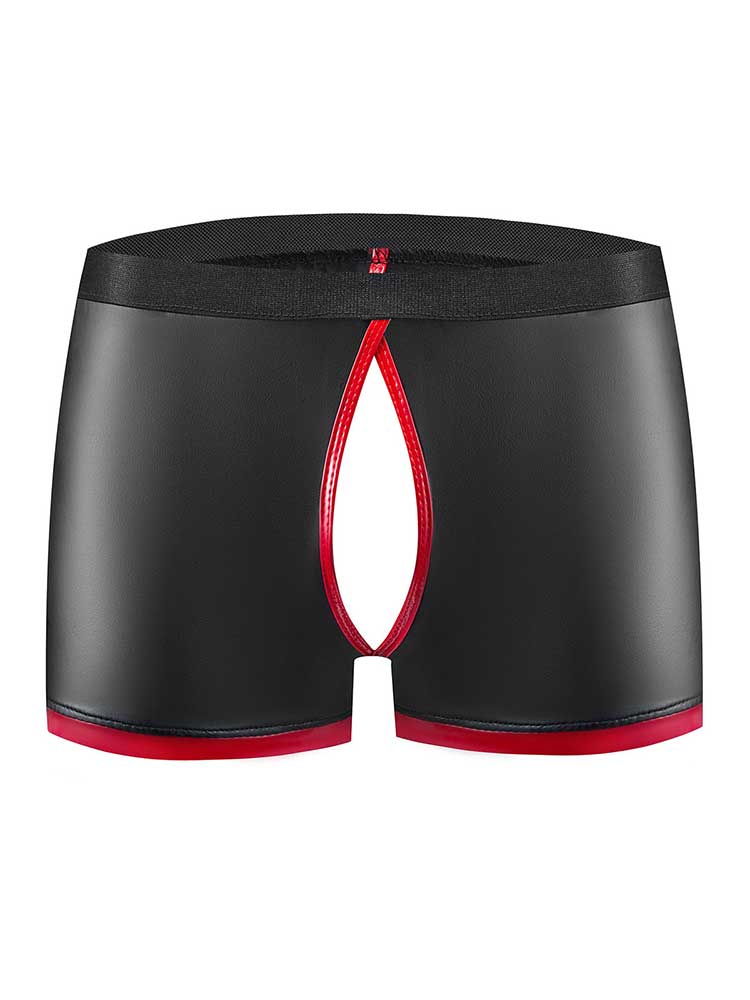 Men's Sexy Open-Crotch PU Leather Boxer Briefs