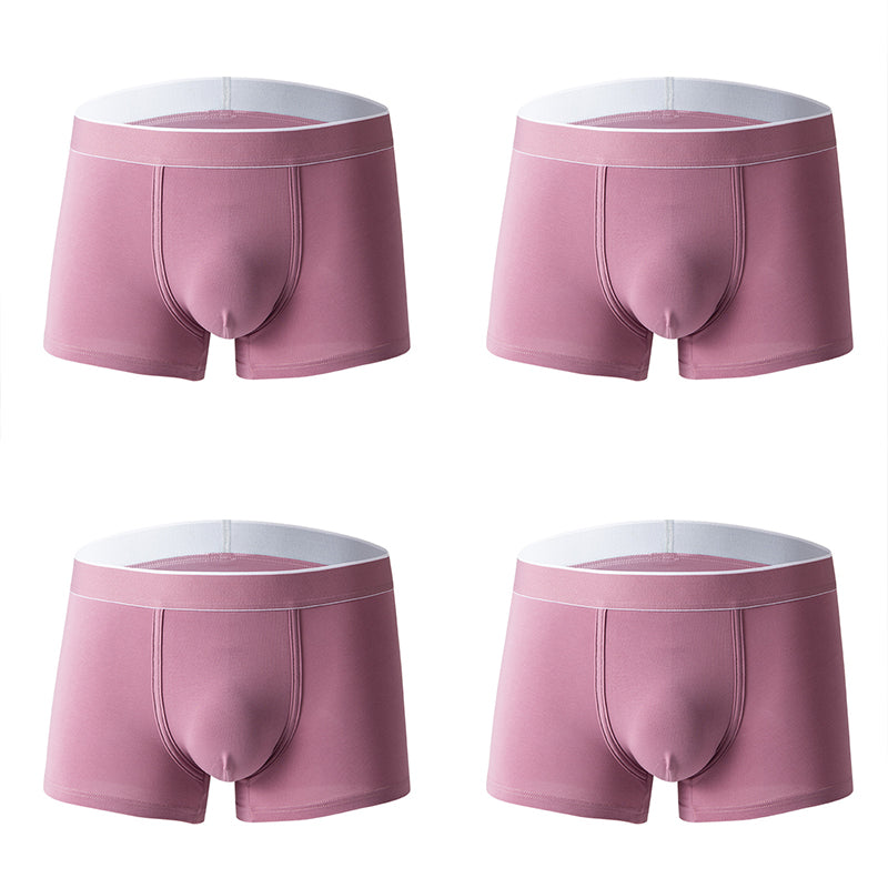4Pcs Men's Cotton Solid Mid-rise Trunks