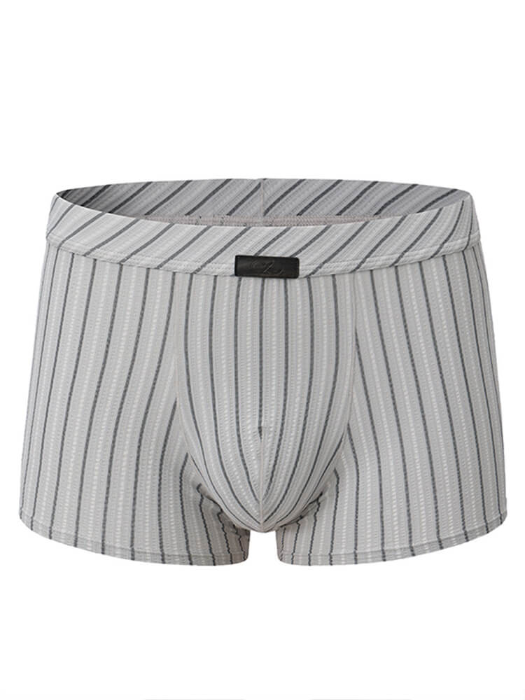 Men's Striped Cutout Exposed Buttocks Sports Boxer Briefs