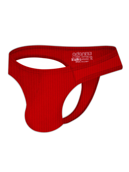 2-pack Men's Ribbed Low-rise Solid Color Thong